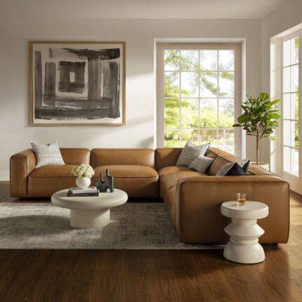 Vegan Leather 5-Piece Sectional Sofa