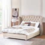 button tufted winged bed