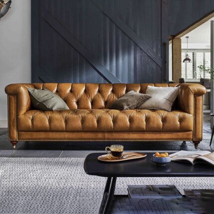 3 Seater Leather Chesterfield Sofa