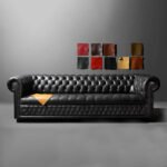 Vintage Black Chesterfield Sofa